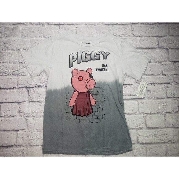 Boys'  Short Sleeve Graphic T-Shirt White/Gray Size  XL PIGGY Has Awoken - Picture 1 of 5